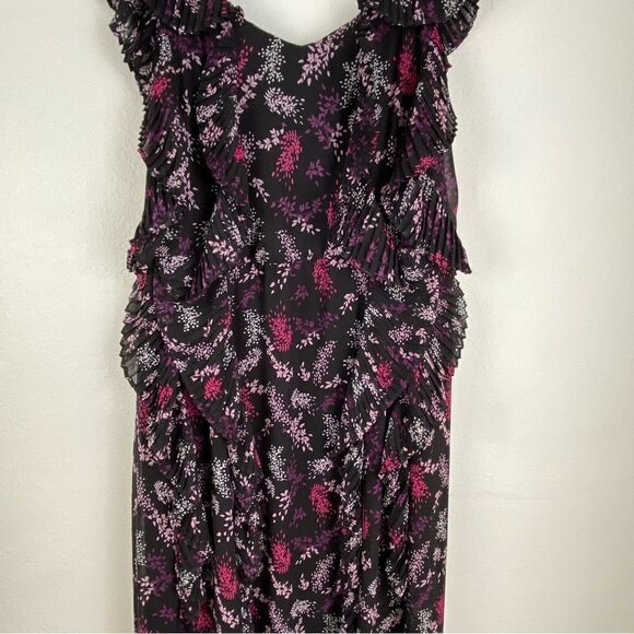 Lane Bryant Black Asian Floral Ruffled Tiered Maxi Dress Plus Size Boho Romantic - Picture 11 of 15